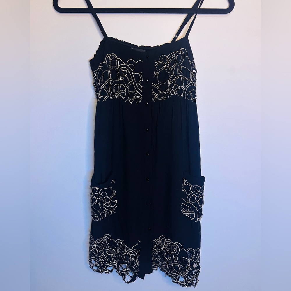 Black sleeveless summer mini dress